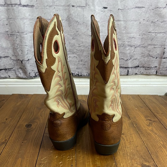 Tony lama ivory and tan square toe western cowboy boots size 4.5D - Picture 4 of 10